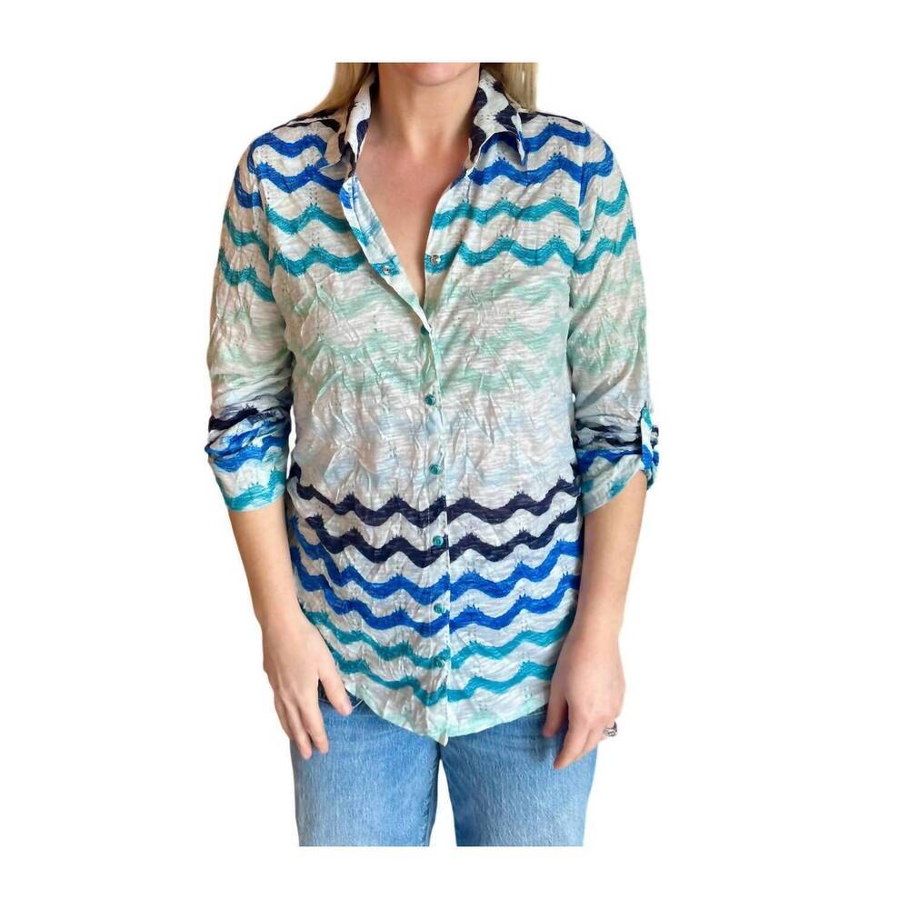 NEW DAVID CLINE roll-up sleeve shirt in zig
